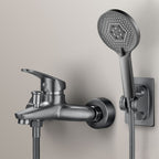 Solid Bathtub Faucet Handheld Shower Hose Lever Handle Wall-Mounted 2 Holes Bathtub Fill Valve