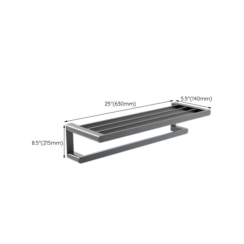 Contemporary bathroom accessory set made of aluminum with towel holder/bath shelf
