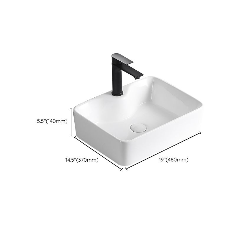 Modern Vessel Sink Porcelain Rectangular Vessel Sink (Not Including Faucet)