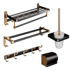Black and Brass Bathroom Hardware Set Modern Stainless Steel Bathroom Shelf/Towel Holder/Paper Holder