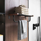 7-piece bathroom accessory set metal bath set with wood accents