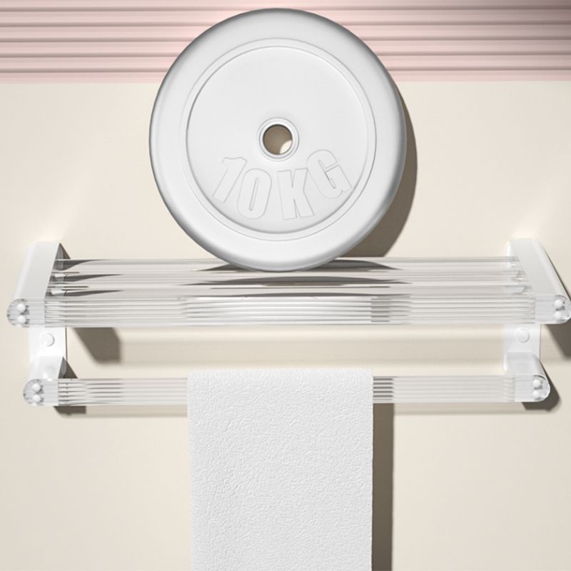 White metal and acrylic bathroom accessories as single item or in set with bathroom shelf
