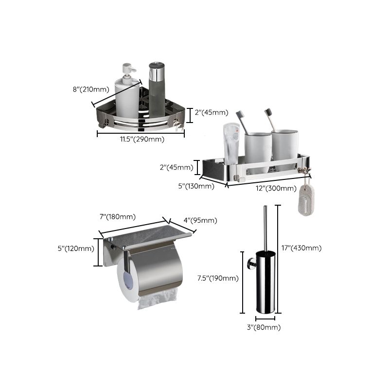 Modern Bathroom Accessory Hardware Set Silver Bathroom Hardware Set
