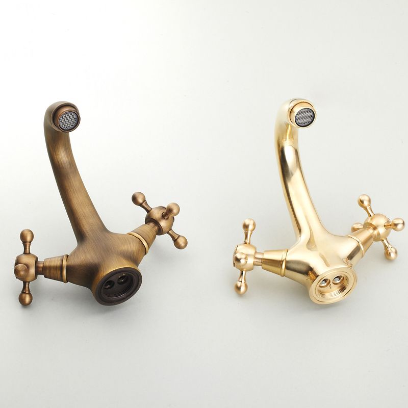 Vintage Widespread Bathroom Faucet Industrial Cross Handles Basin Faucet