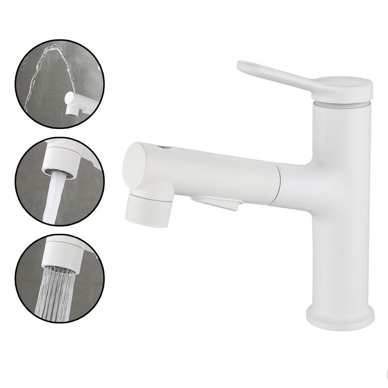 Modern Extendable Sink Faucet Bathroom Faucet Brass 1 Handle Sink Faucet with Water Hose
