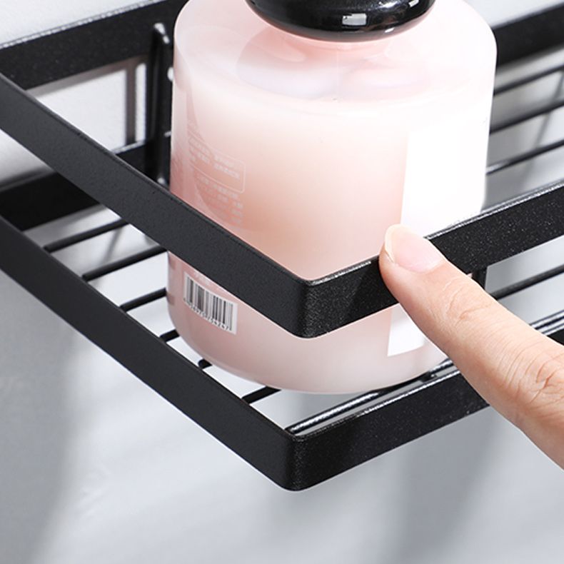 2-piece bathroom shelf made of matte black metal bathroom hardware set