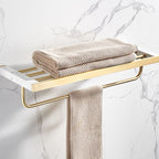 Metal and Marble Bathroom Accessory Single or in Set in Gold