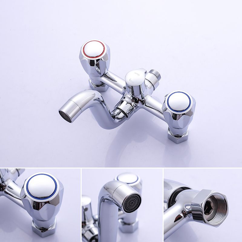 Chrome Bathroom Faucet Trim Wall-mounted Swing Faucet with Hand Shower