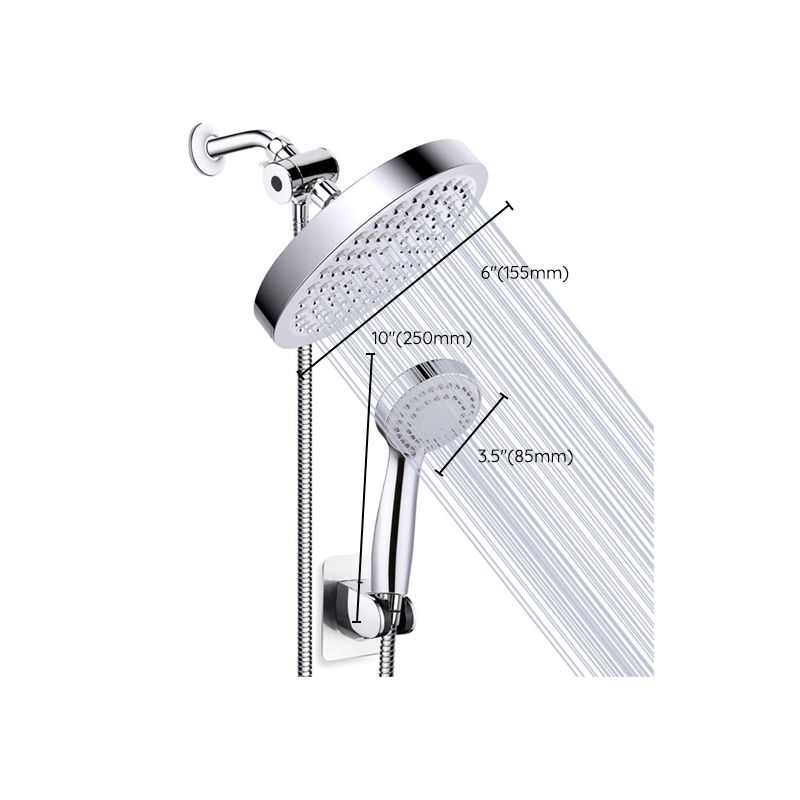 Silver Dual Showerhead with Hose Modern Style Wall Mounted Showerhead