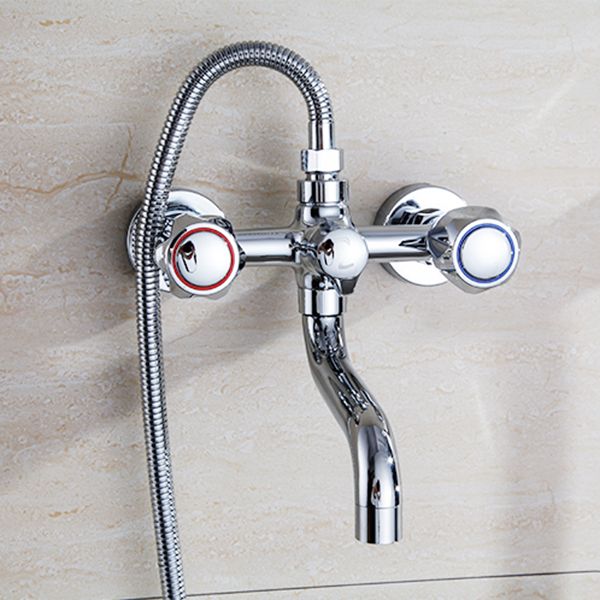 Chrome Bathroom Faucet Trim Wall-mounted Swing Faucet with Hand Shower