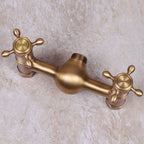 Vintage Bathtub Faucet Two Cross Handle Faucet Solid Copper Wall Mounted Faucet