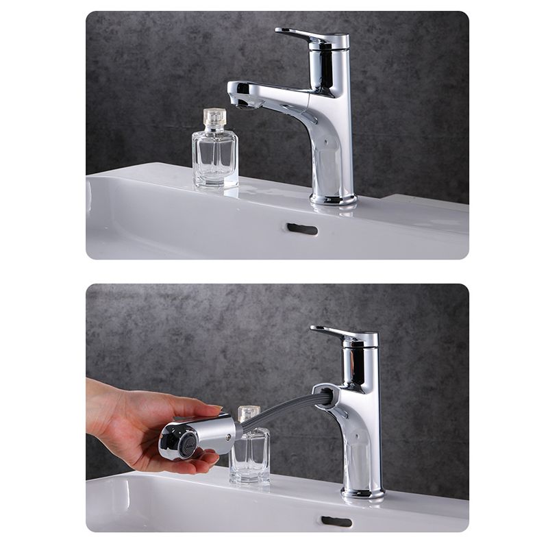 Contemporary Basin Faucet Copper Pure Color Single Lever Retractable Basin Faucet