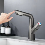 Brass Contemporary Sink Faucet Pull-Out Round Bathroom Faucet