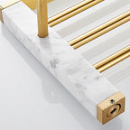 Metal and Marble Bathroom Accessory Single or in Set in Gold