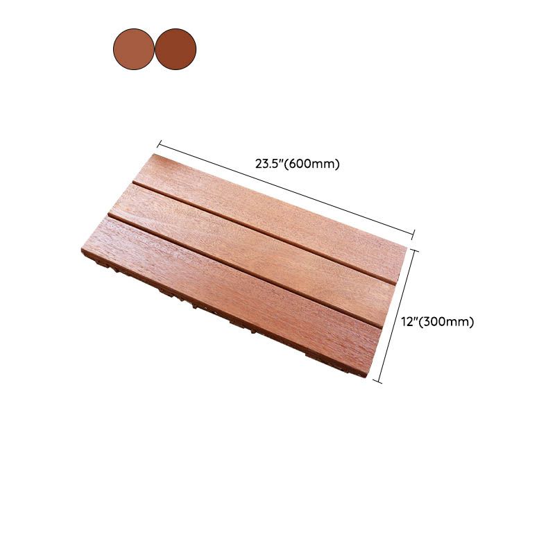 Classic wooden deck tiles connecting composite patio tiles