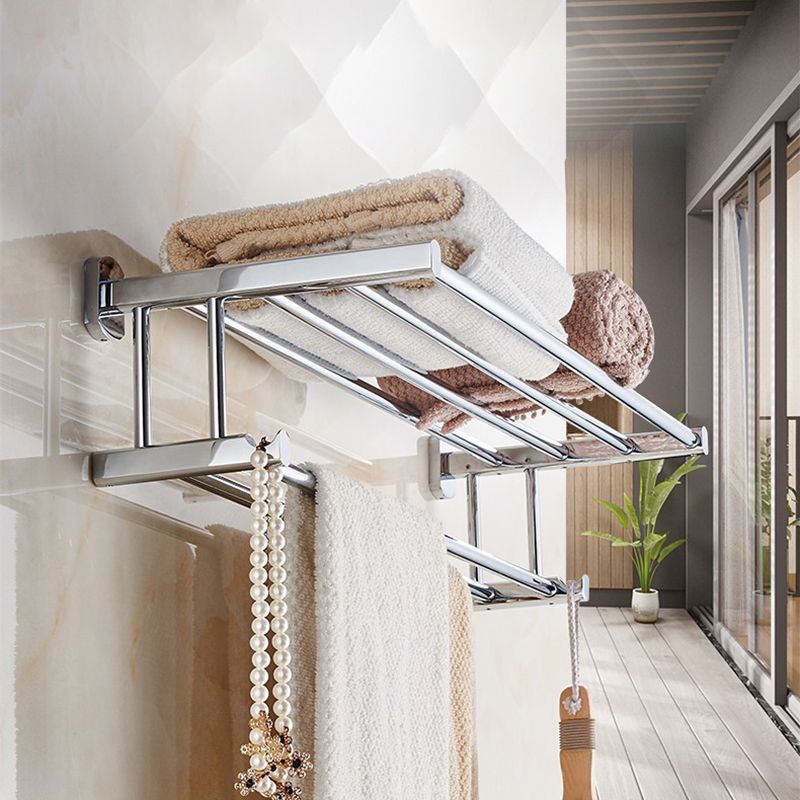 Polished Chrome Modern Bathroom Accessory Set Silver Towel Holder/Bath Shelf