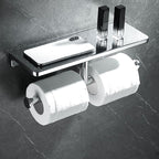 Contemporary 2-piece bathroom set made of polished chrome stainless steel toilet paper holder