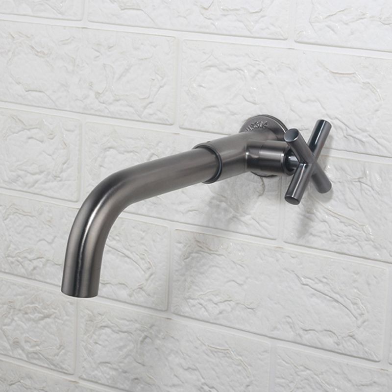 Contemporary Wall-Mounted Bathroom Faucet Cross Handles Stainless Steel Faucet