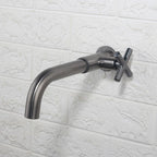 Contemporary Wall-Mounted Bathroom Faucet Cross Handles Stainless Steel Faucet