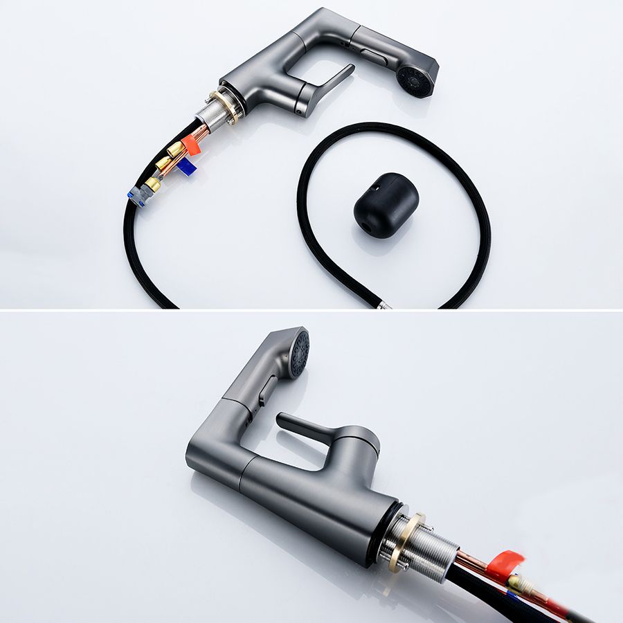 Contemporary Sink Faucet Plian Low Arc Brass Centerset Sink Faucet