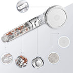 Modern Handheld Shower Head Round Filter Ball Spray Head in Silver
