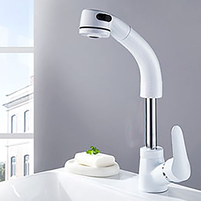 Vessel Sink Bathroom Faucet with Swiveling Spout Single Lever Faucet with Pull-Out Spray