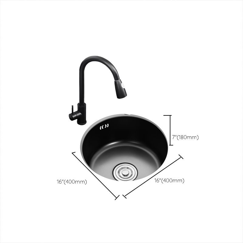Single Bowl Kitchen Sink Round Stainless Steel Sink with Drain Basket Kits
