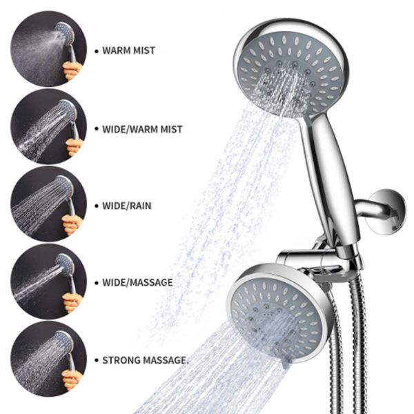 Modern Style Shower Heads Dual Wall Mounted Round Metal Dual Shower