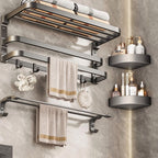 Traditional bathroom accessory as a single piece or in a set in gray