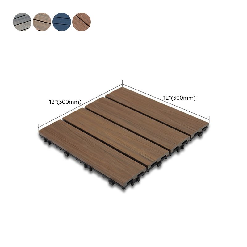 12" X 12" 4-Slat Square PVC Floor Tiles Snap-Fit Installation Floor Tiles