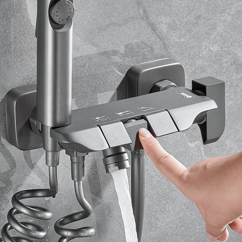 Wall-mounted shower system Gray Adjustable spray pattern Lever handle Shower hose Shower set