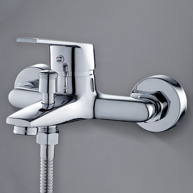 Contemporary Wall-Mounted Bathroom Faucet Lever Handles 2-Hole Faucet Brass Faucet