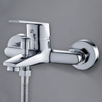 Contemporary Wall-Mounted Bathroom Faucet Lever Handles 2-Hole Faucet Brass Faucet