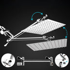 Modern Style Dual Shower Head 9-Spray Silver Wall Mount Shower Head