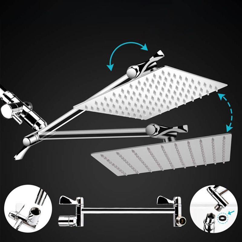 Modern Style Dual Shower Head 9-Spray Silver Wall Mount Shower Head