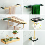 Golden Bath Hardware Set Brass & Marble Bathroom Accessories Set