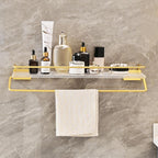 Metal and acrylic bathroom accessories as a single piece or in a set in gold
