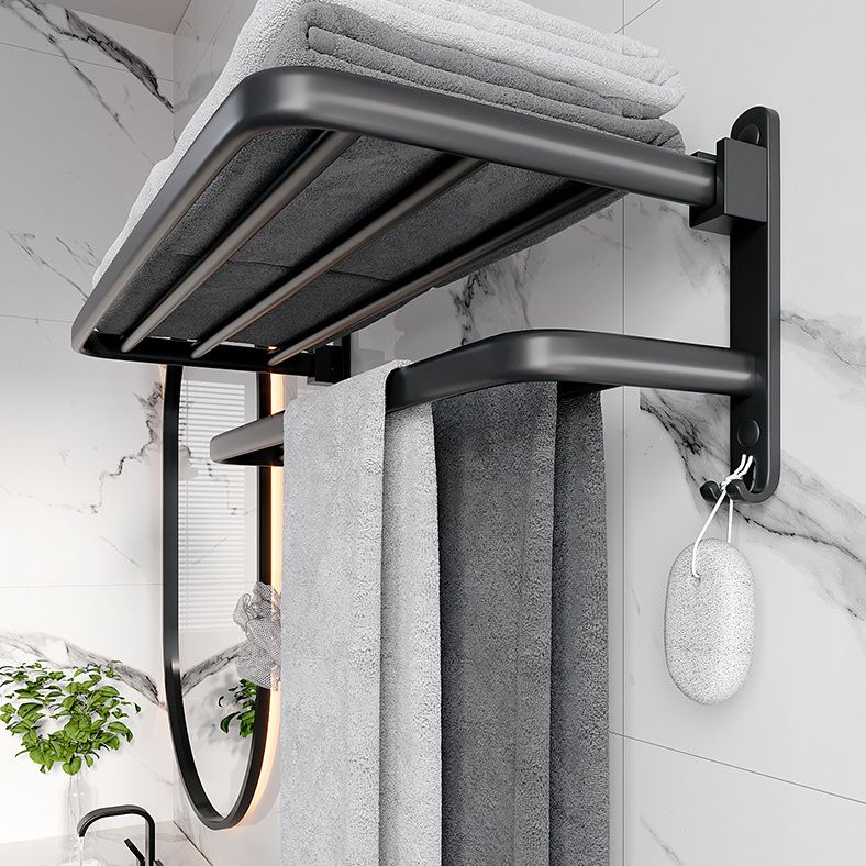 Modern Aluminum Bathroom Accessory Set Matte Black Bathroom Shelf/Towel Holder/Paper Holder
