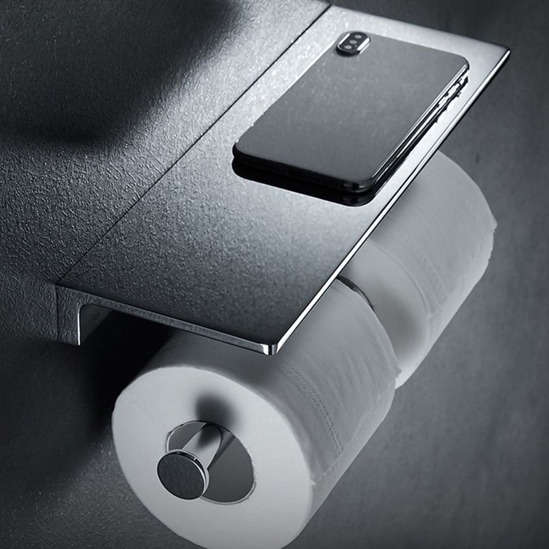 Contemporary 2-piece bathroom set made of polished chrome stainless steel toilet paper holder