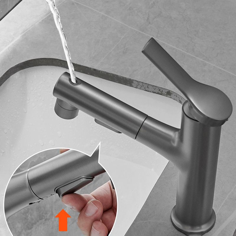 Contemporary Vessel Faucet Copper Single Handle Low Arc Pull Down Vessel Faucet for Home