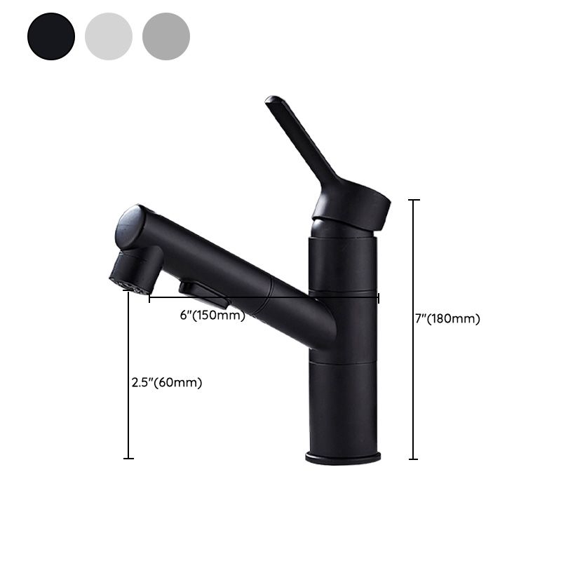 Bathroom faucet with pull-out lever handle Single hole basin mixer