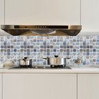 Plastic Self-Adhesive Tiles Mosaic Tiles Grid Square Waterproof Self-Adhesive Tile Pack of 12