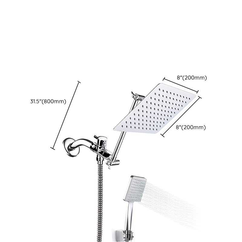 Contemporary Shower Combination Dual Shower Head Ceiling Mounted Metal Square Shower Head