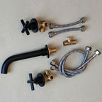 Modern bathroom faucet wall-mounted cross handles low arc faucet