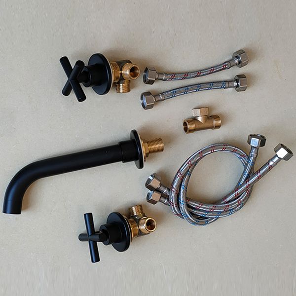 Modern bathroom faucet wall-mounted cross handles low arc faucet