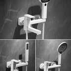 White Bath Water Faucet Trim Single Lever Handle Swivel Spout Wall Mounted Hand Shower Bathtub Filler