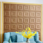 Glam peel and stick wall covering made of foam with 3D embossed panel