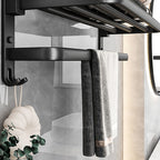 Black Aluminum Bathroom Accessory Set Modern Bathroom Shelf / Towel Bar & Paper Holder
