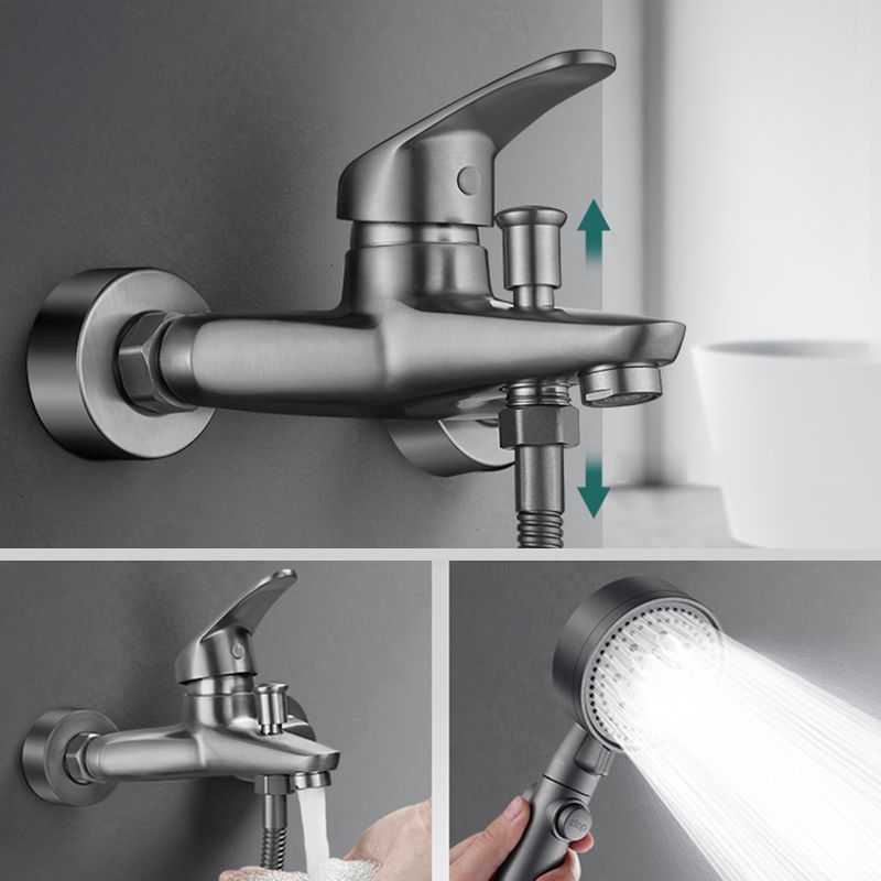 Bathtub filler wall mount hand shower single lever handle 2 holes low arc bathtub faucet with hose