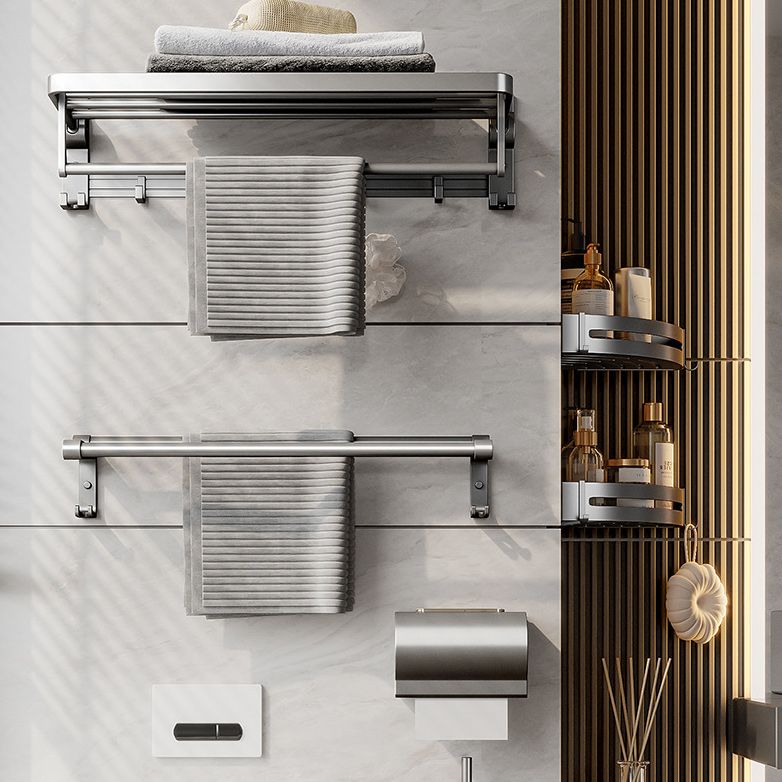 Gray Aluminum Bathroom Accessory Set Contemporary Bathroom Shelf
